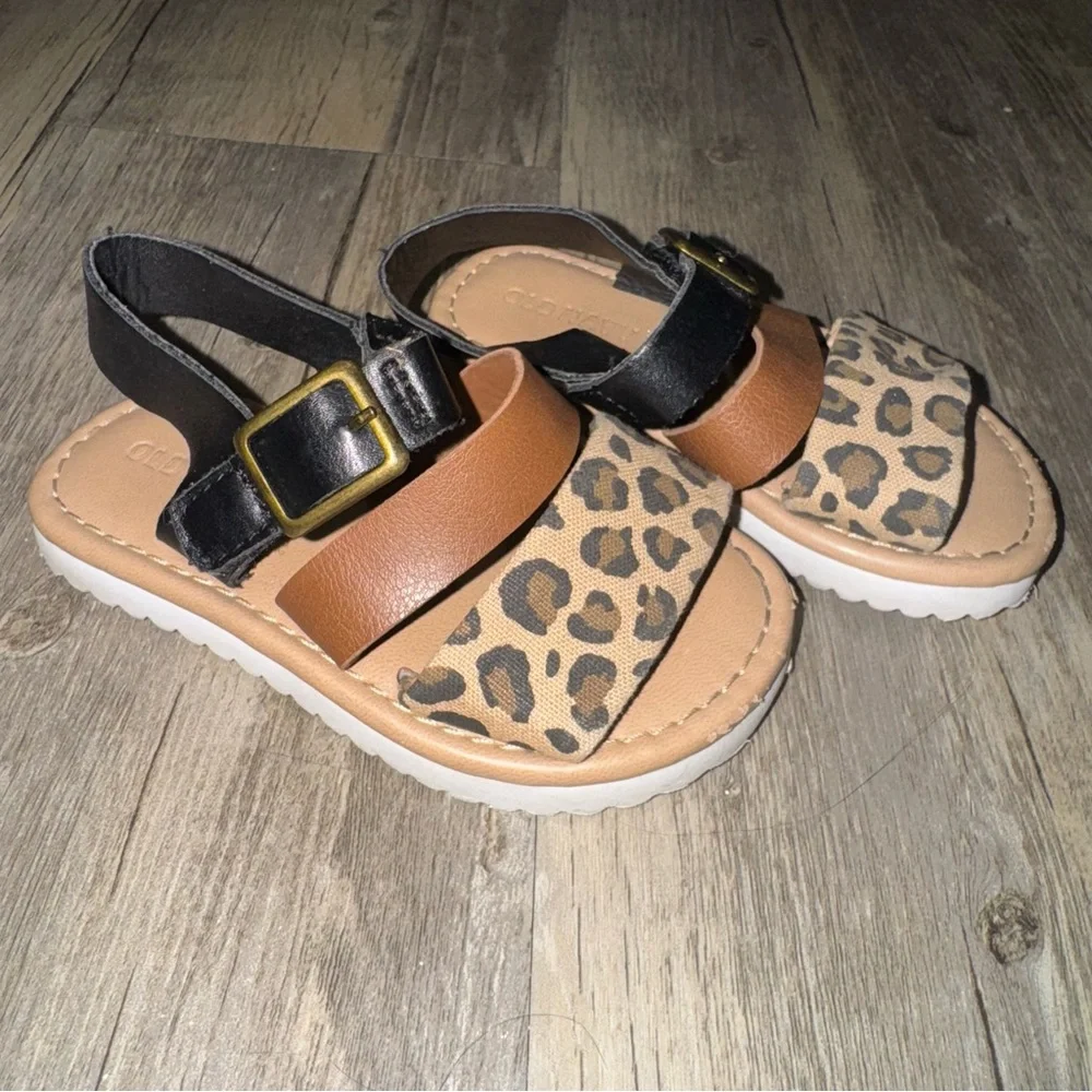 Old Navy Kids Sandals with Leopard Print and Black Straps
